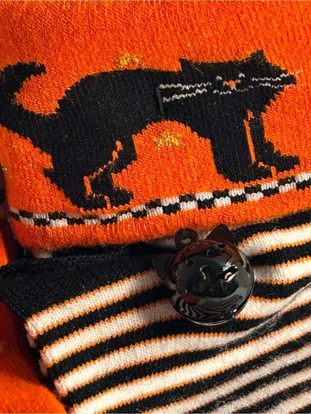 Vintage 90s Halloween Socks Walmart Womens 2 Pack Black Cat Jingle Bells LOT